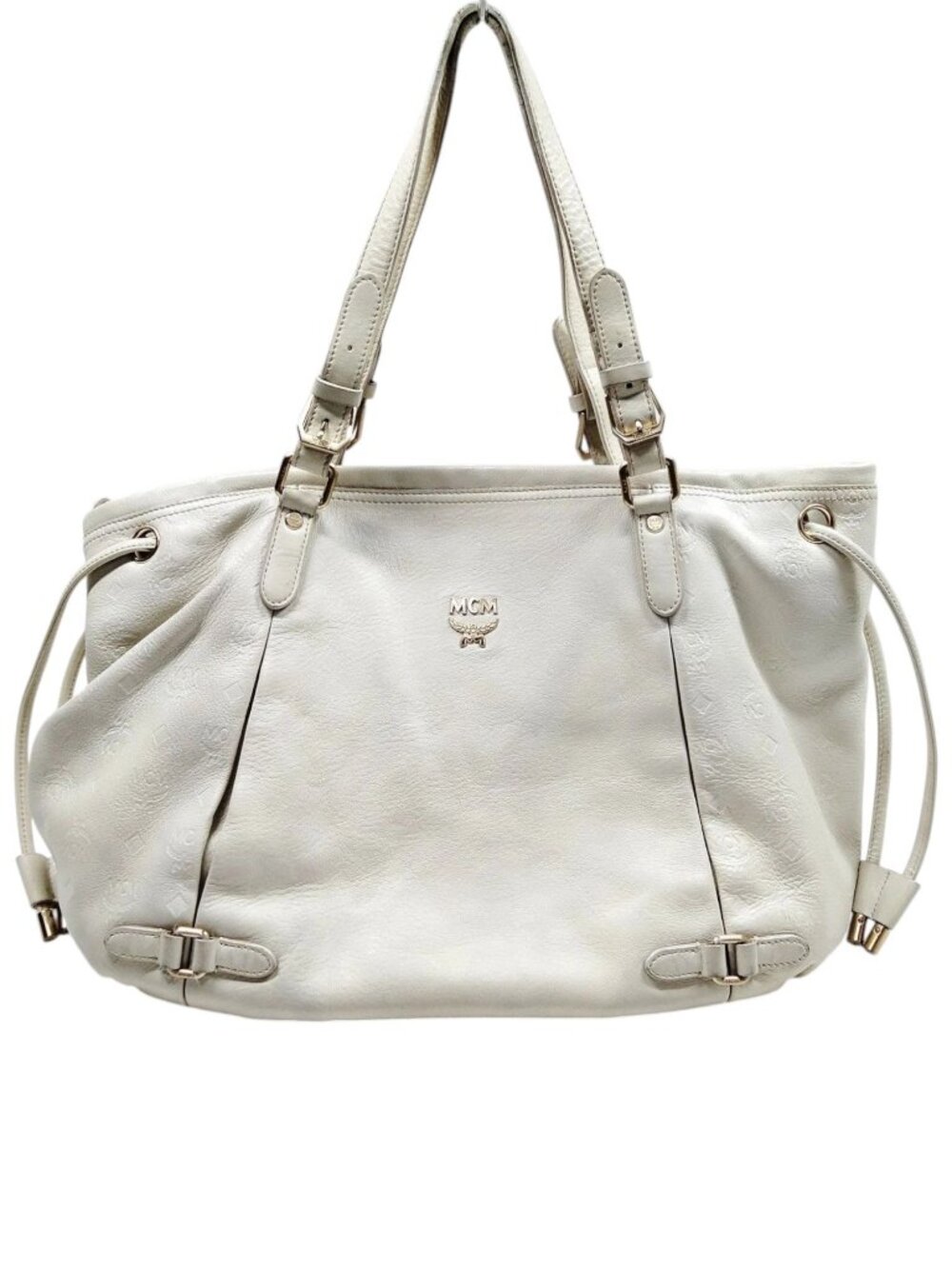 (L2) MCM Tote Bag White Leather